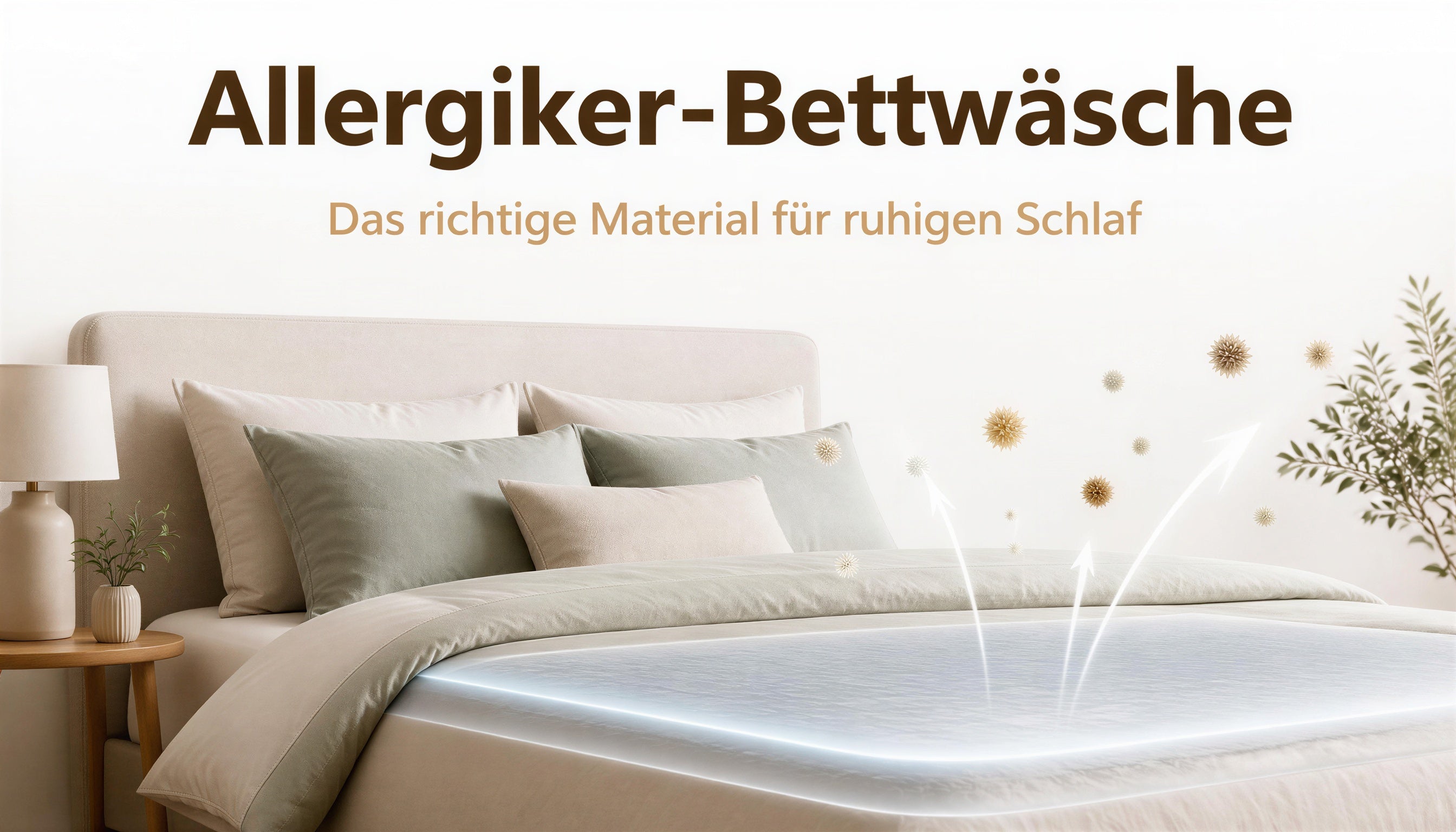 Frisch bezogenes Bett mit Schutzbezug, der Allergene fernhält – Ratgeber Allergiker-Bettwäsche.