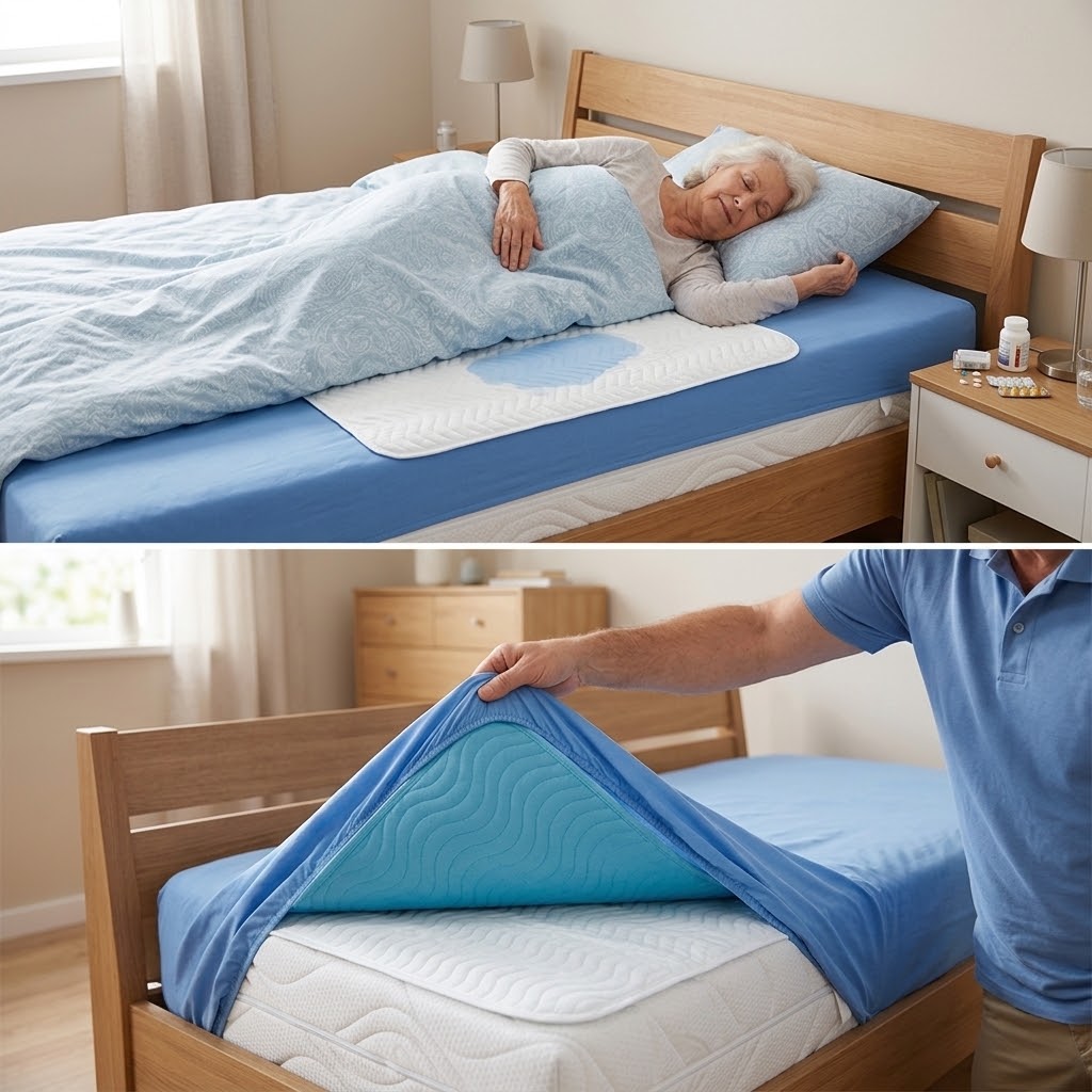 Wasserdichte Inkontinenz-Auflage 70x90 von DORMISETTE mit fünflagiger Saugschicht, kochfest bis 95 °C