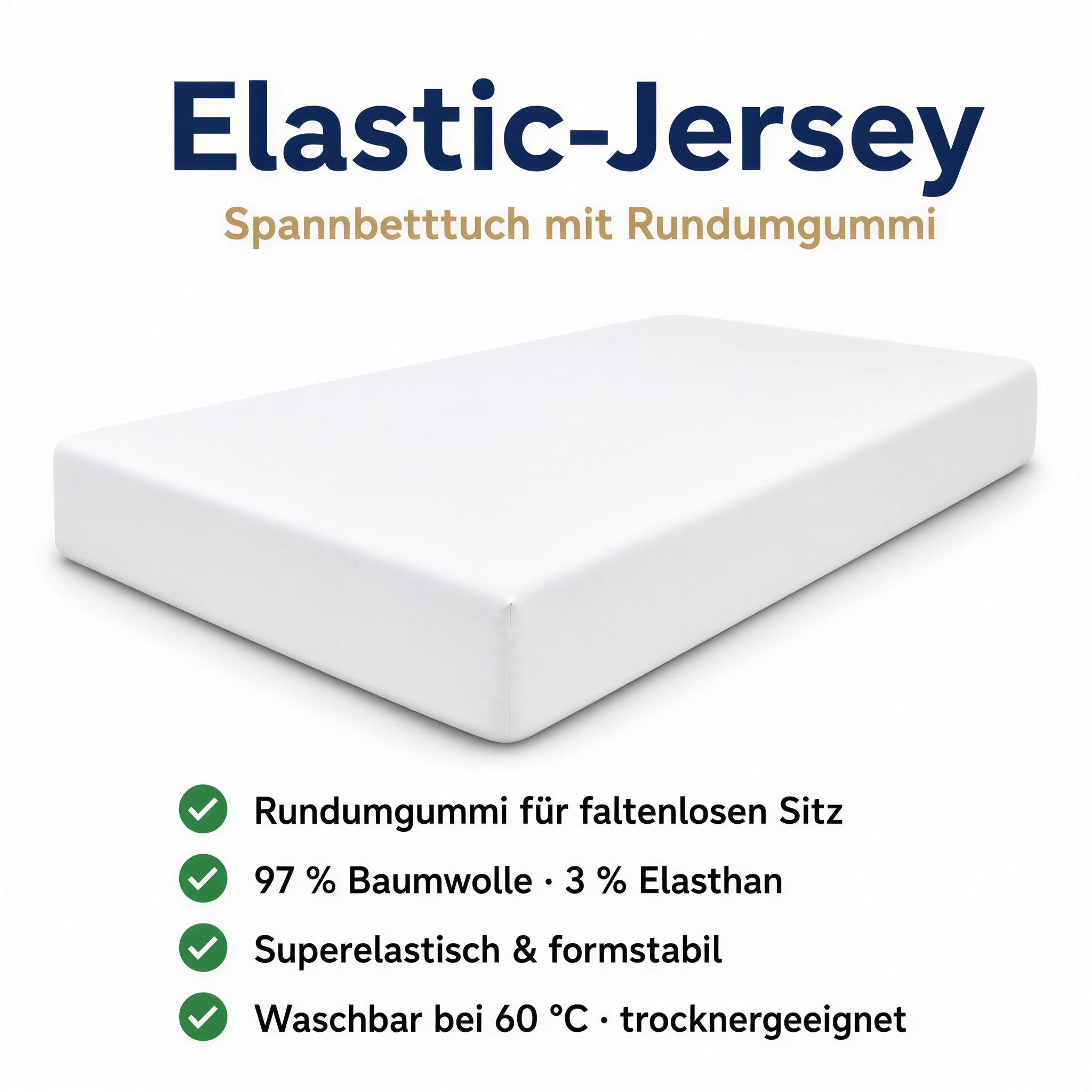 Illustration: weißes Spannbettlaken, faltenfrei über die Matratze gezogen