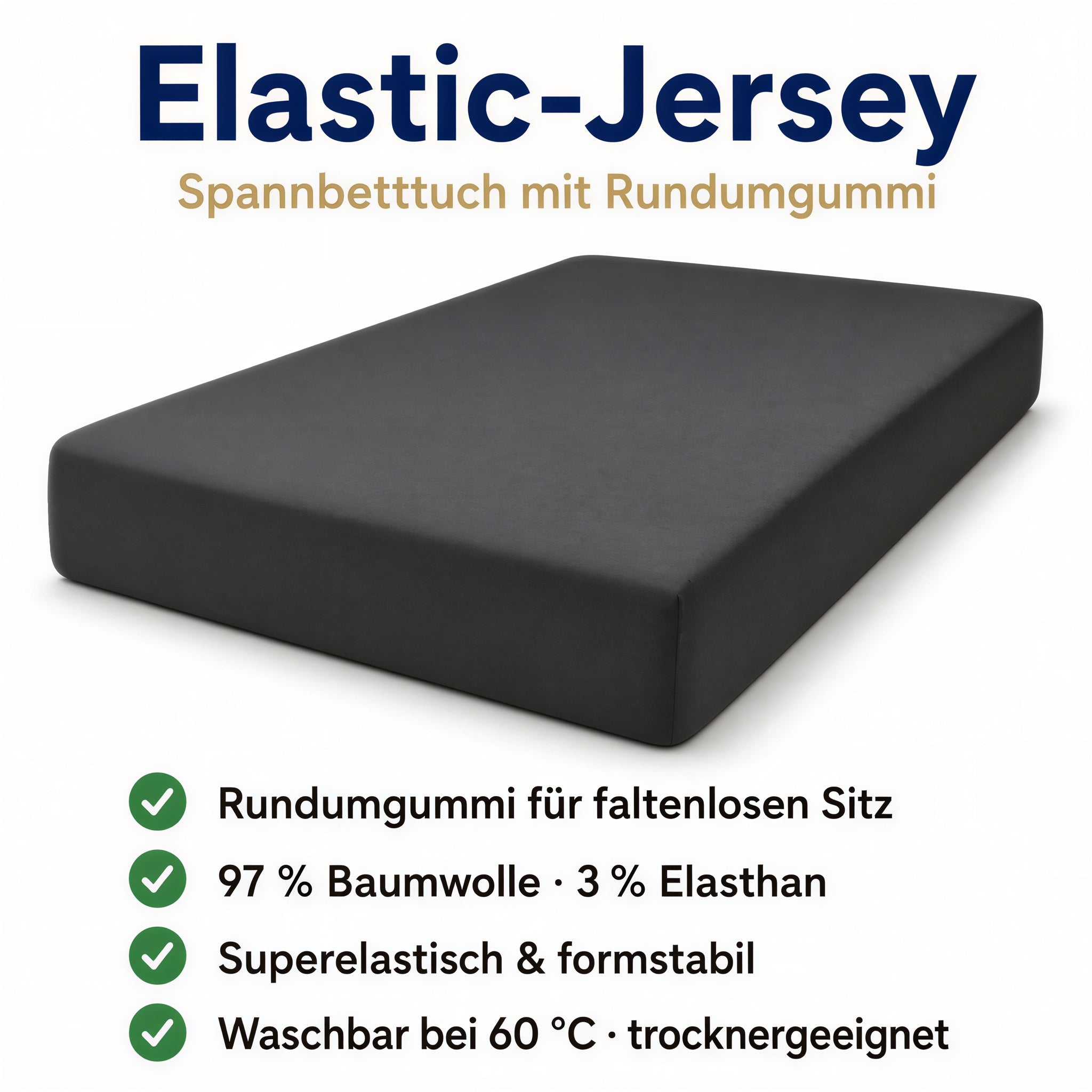 Illustration: Spannbettlaken in Titanium, faltenfrei über die Matratze gezogen