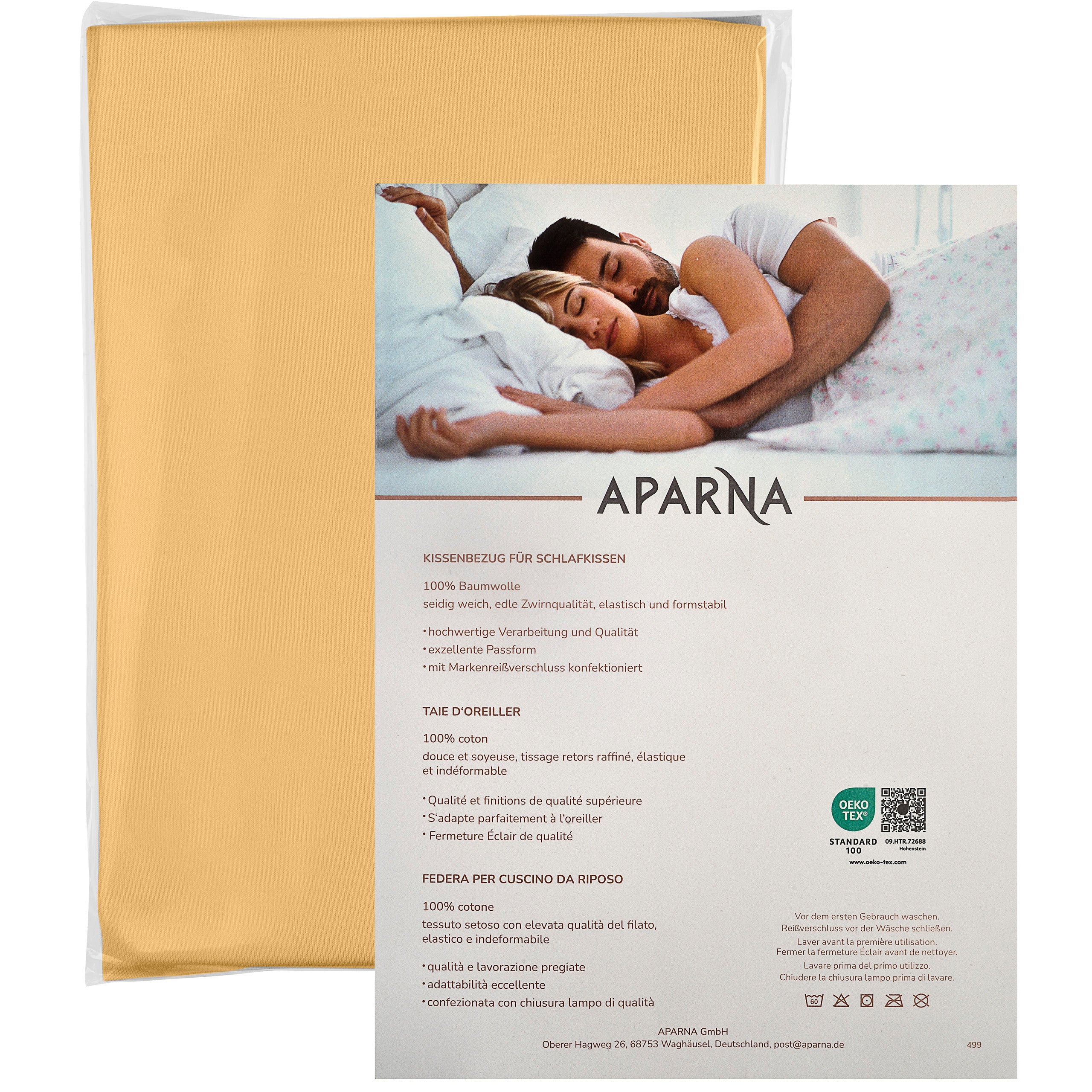 APARNA Tempur-Kissenbezug, Verpackung gelb