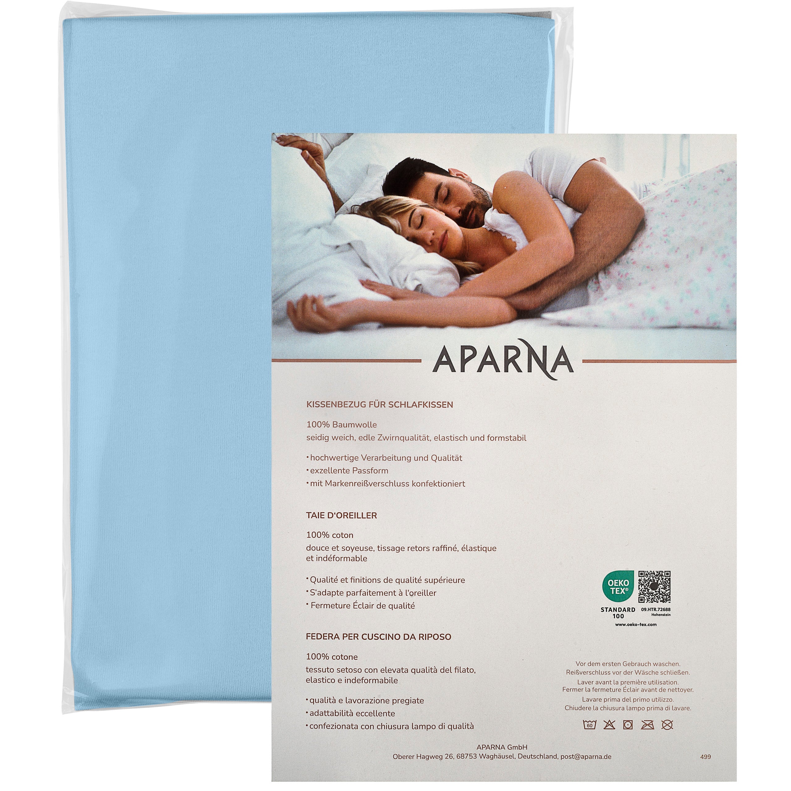 APARNA Tempur-Kissenbezug, Verpackung hellblau